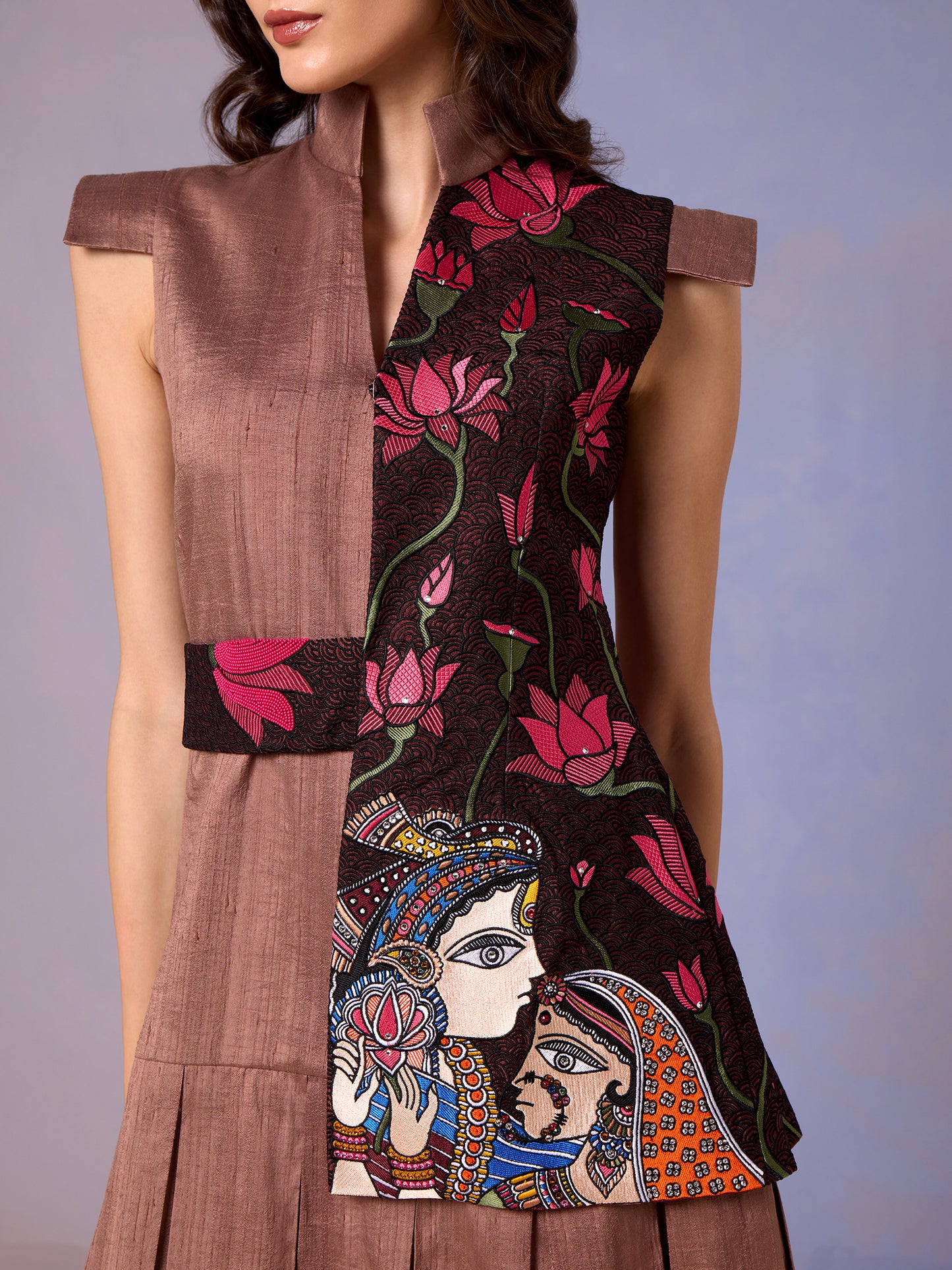 Urban Latte Raw Silk Short Dress