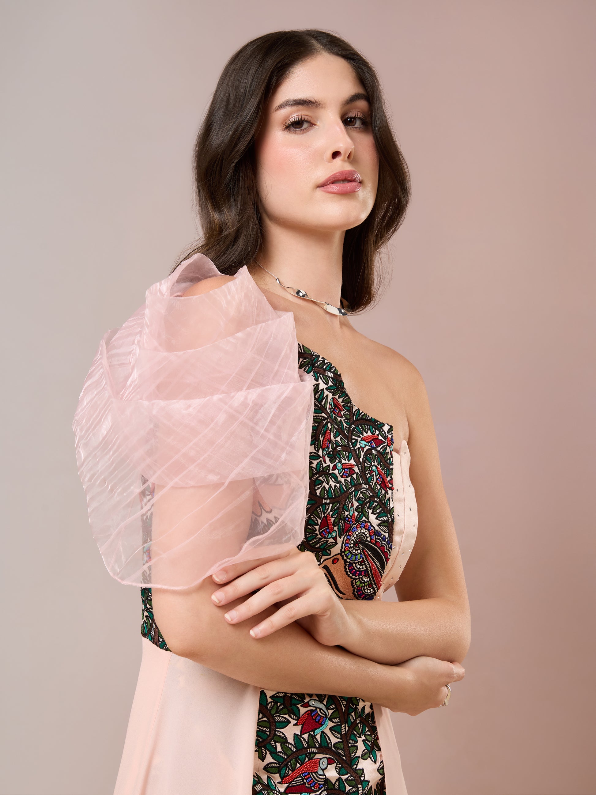 Peach Long Dress - Marushika