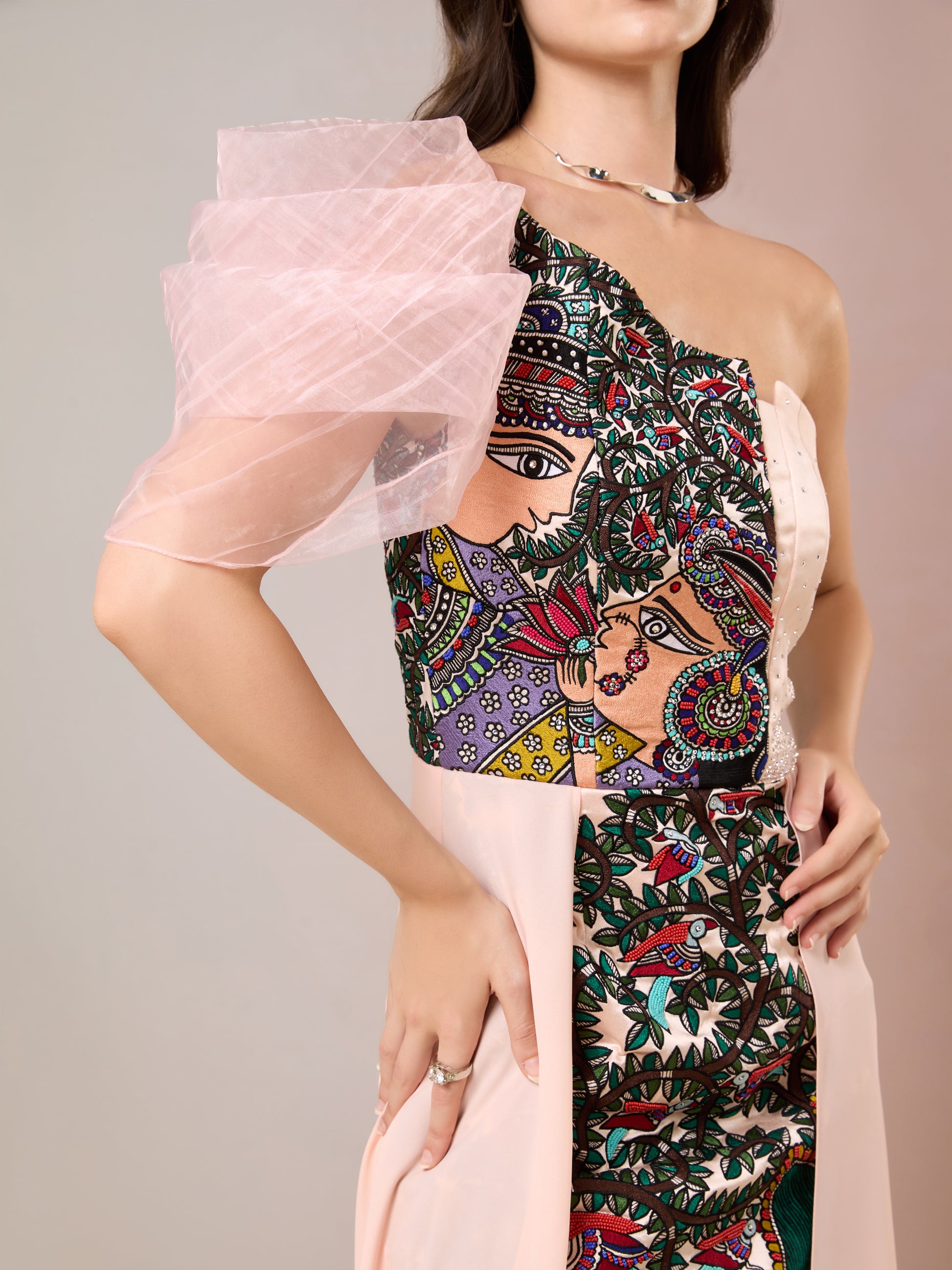 Peach Long Dress - Marushika