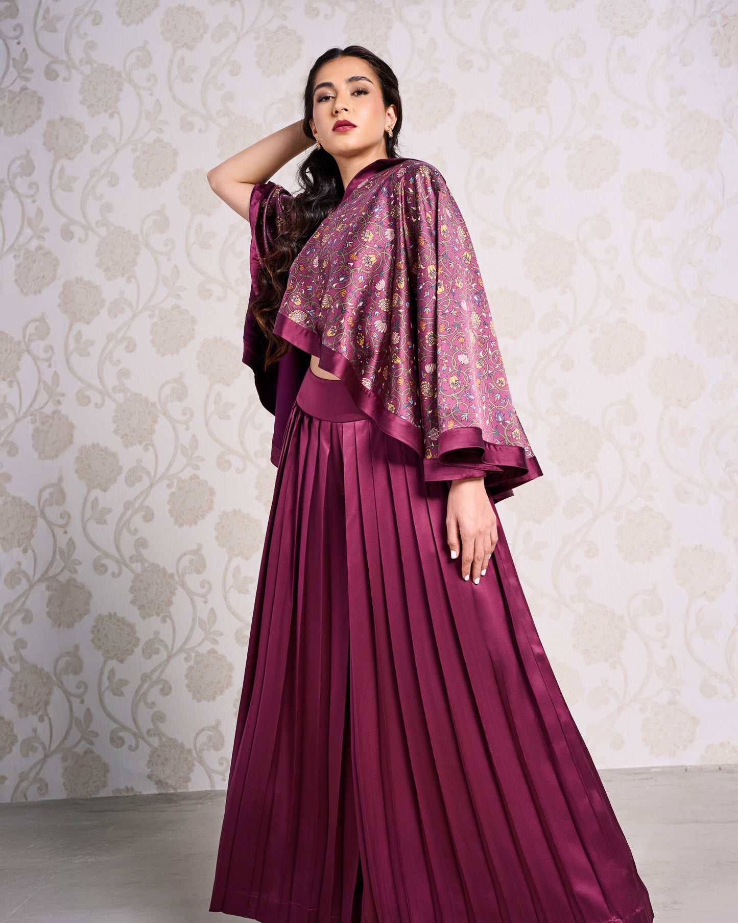 Top & Trouser Set - Wine Bouquet