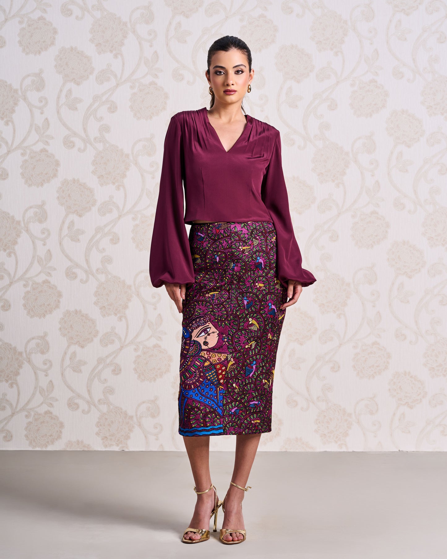 Top & Skirt – Persian Rose & Wine Bouquet