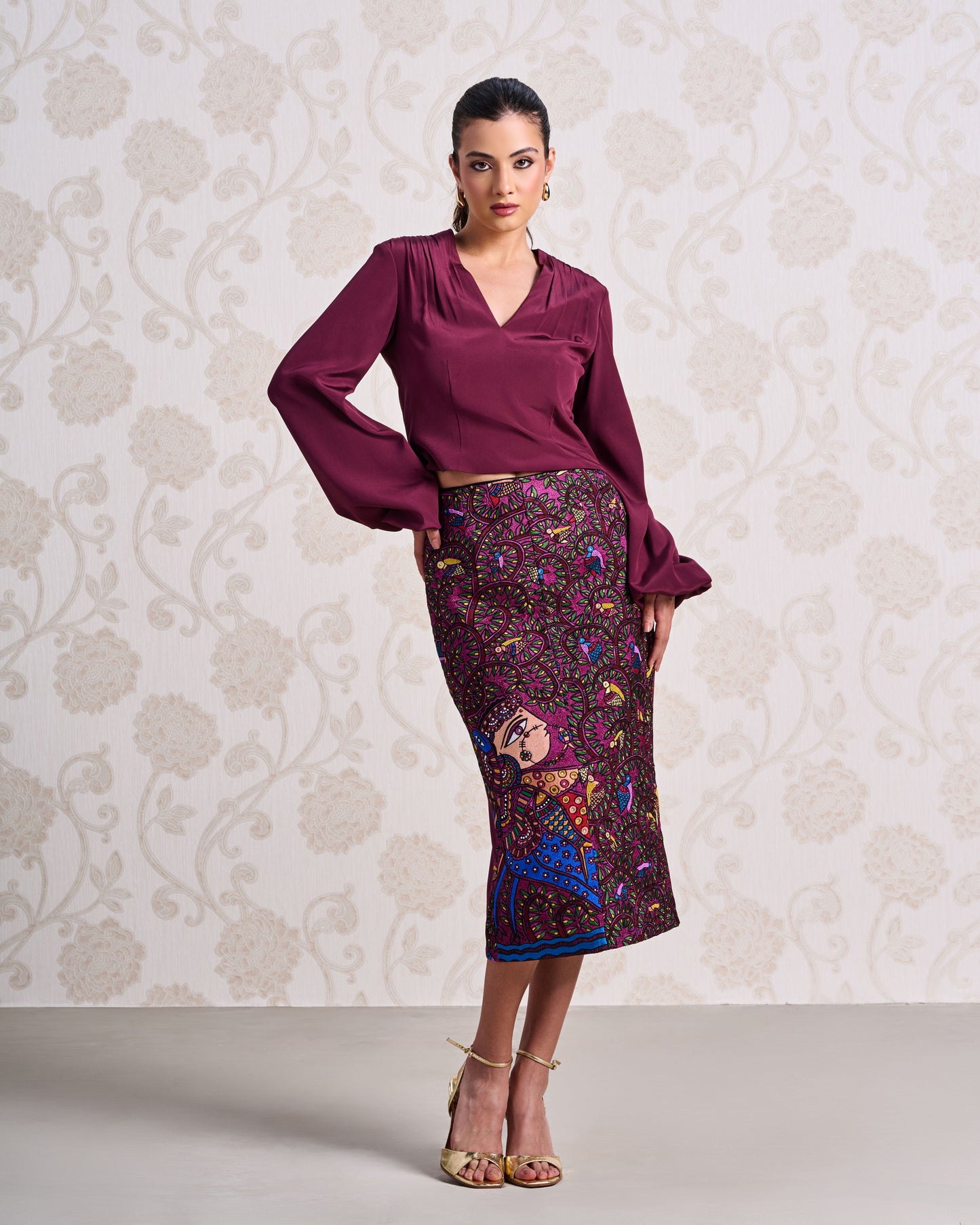 Top & Skirt – Persian Rose & Wine Bouquet