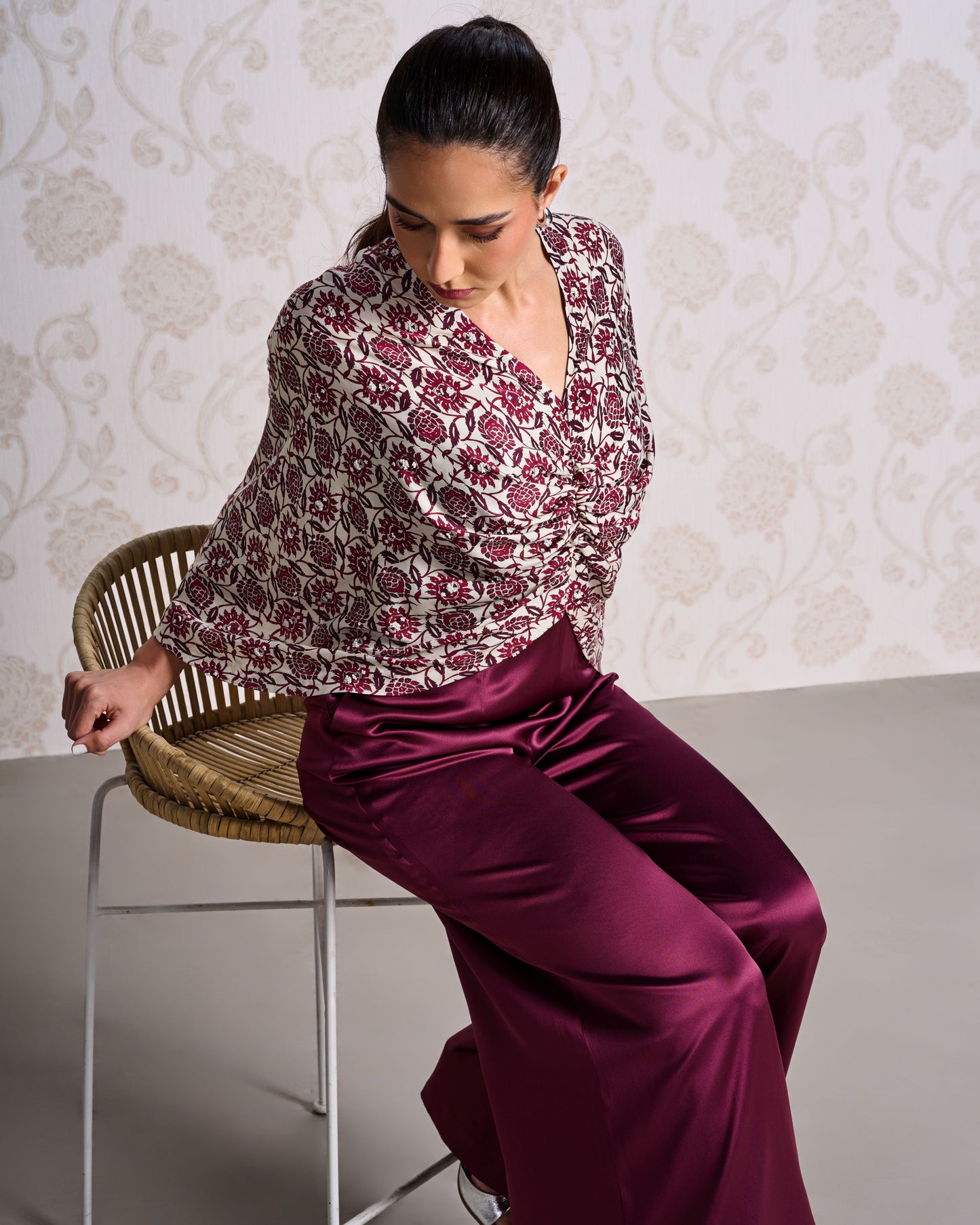 Jumpsuit - Wine Bouquet & Porcelain Glow