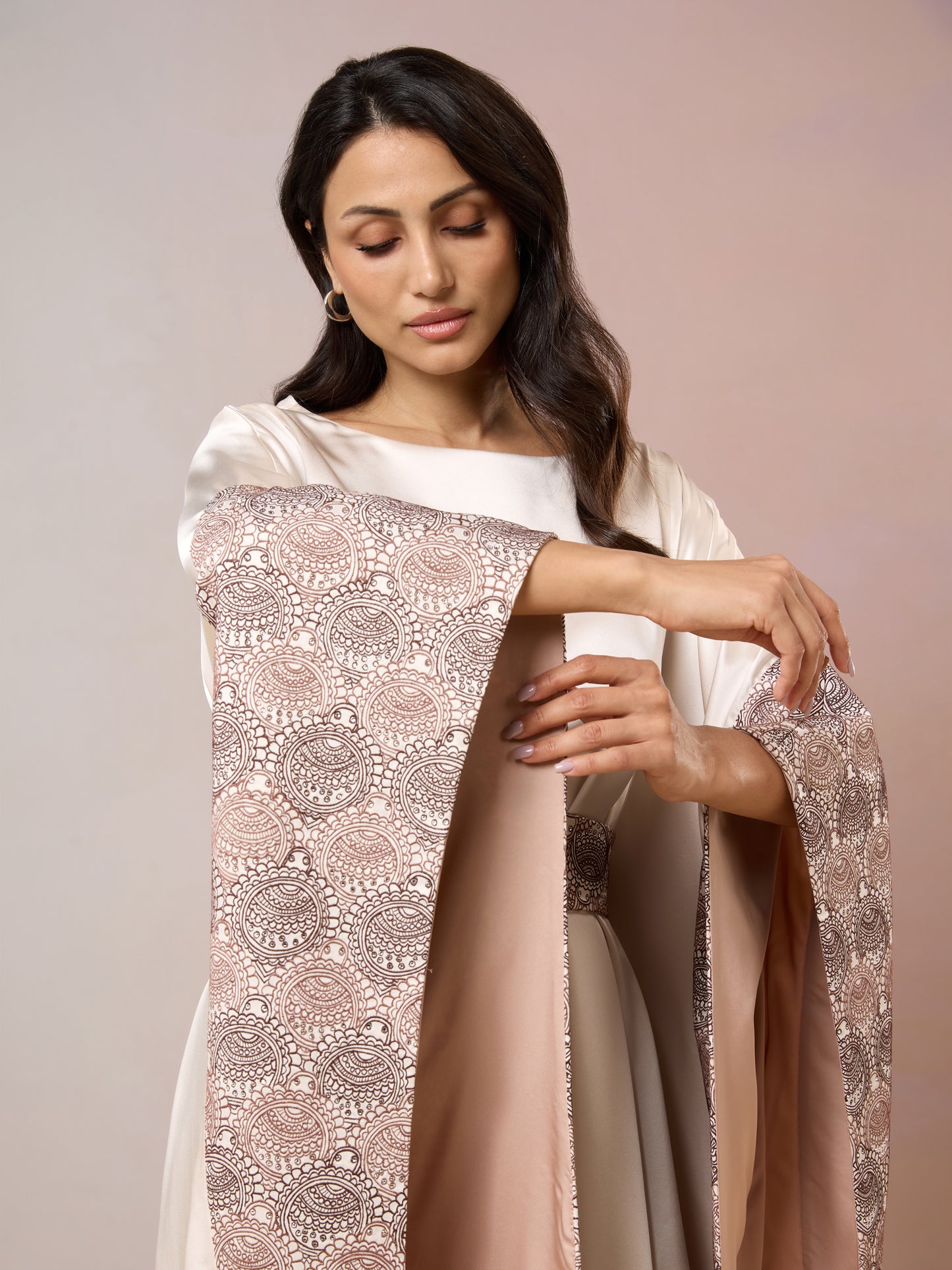 Close-up of Champagne Kaftan dress