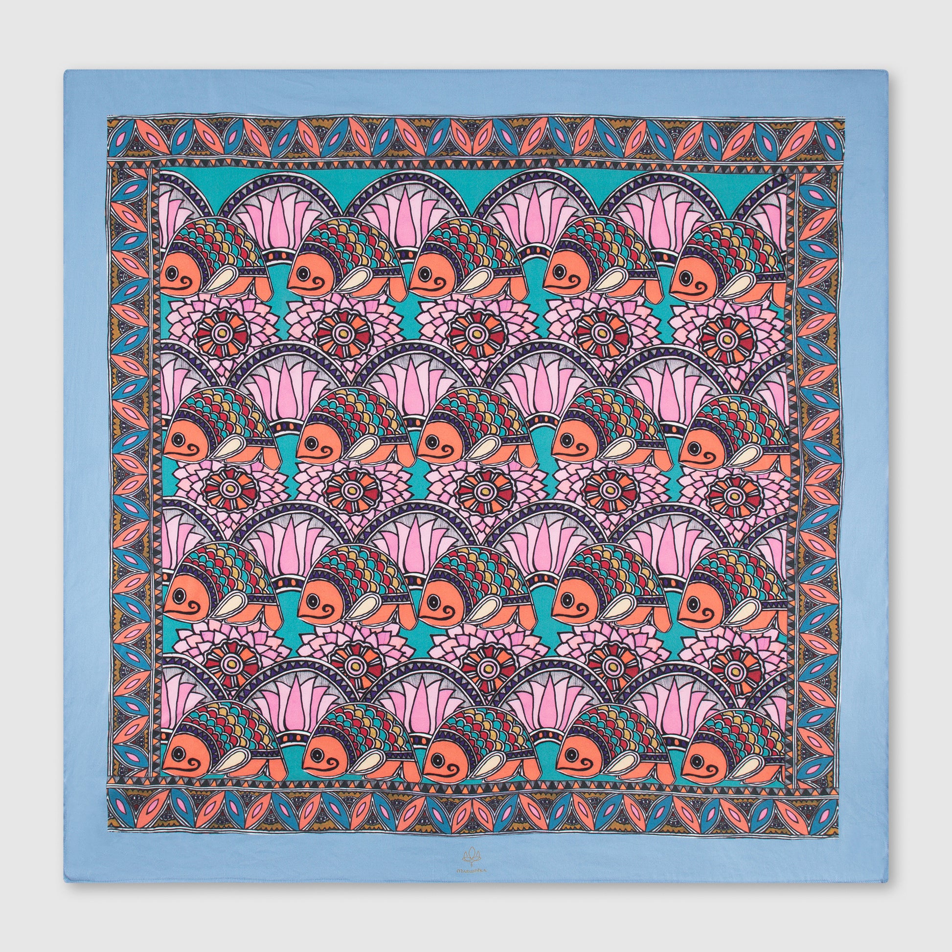Handcrafted silk scarf with Madhubani art - Marushika