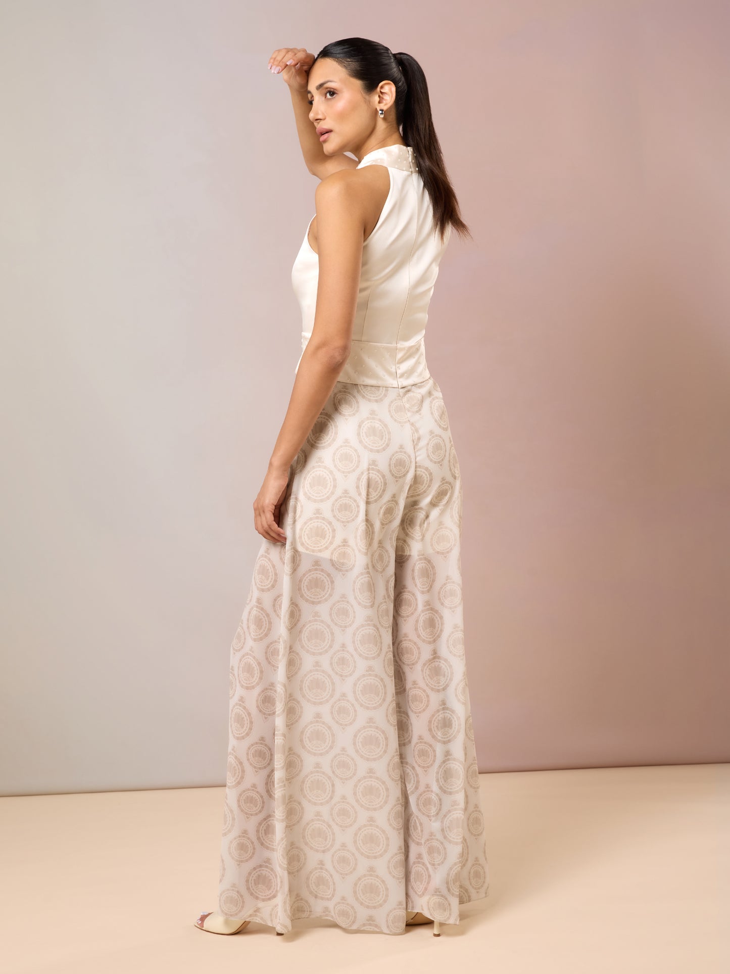 Back angle of Champagne Jumpsuit