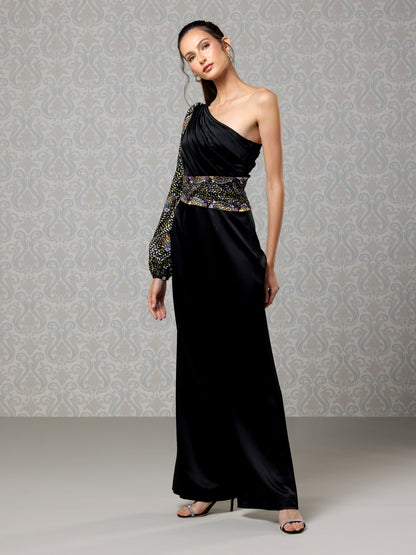 Jumpsuit - Black Ice Silk Satin