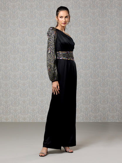 Jumpsuit - Black Ice Silk Satin