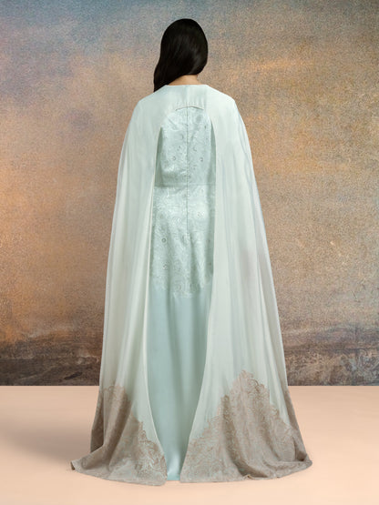 Kaftan with Cape - Champagne & Sea Glass