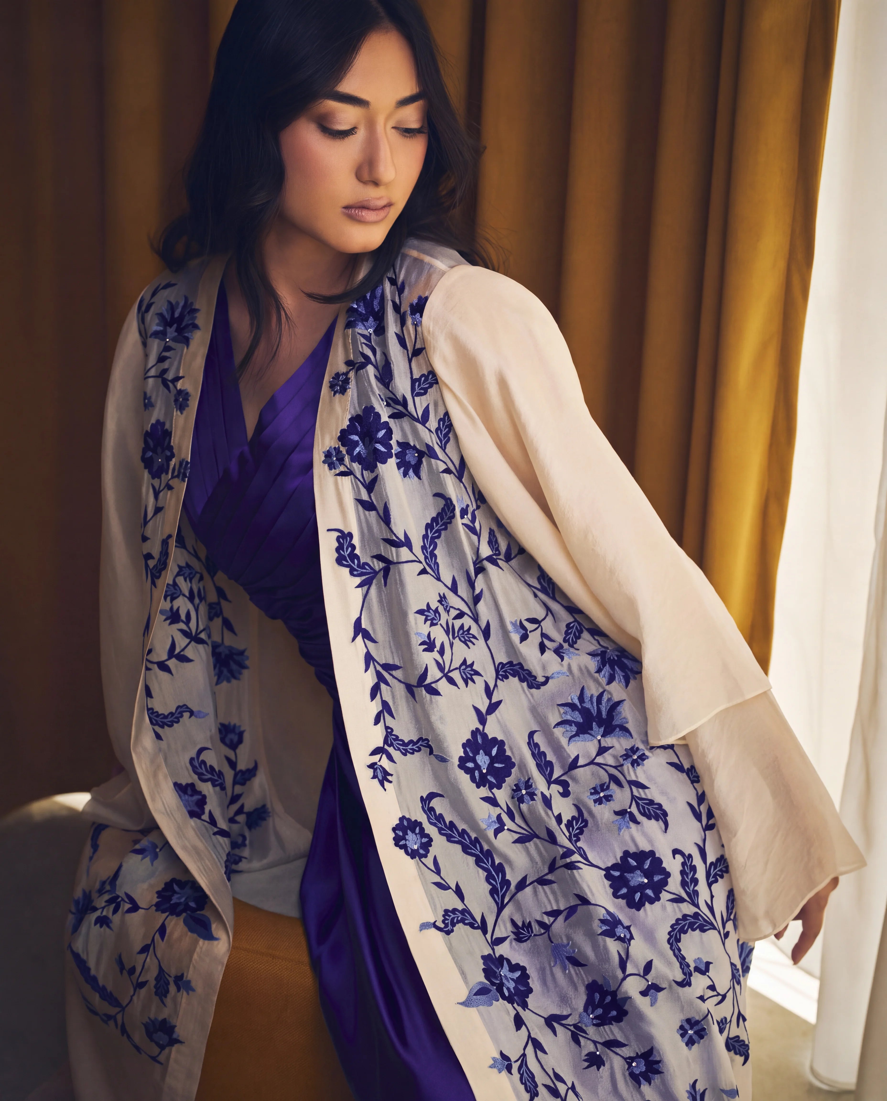 Jacket & Dress - Champagne & Velvet Indigo