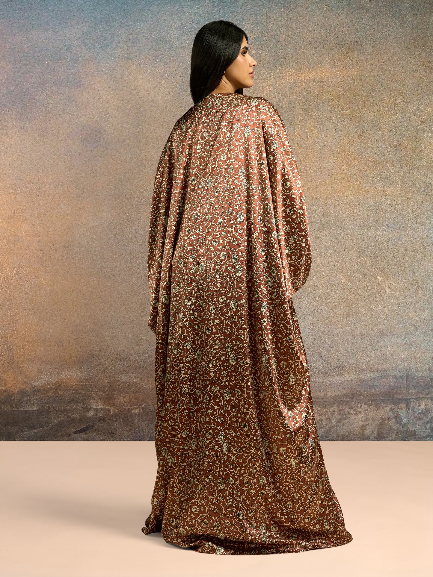 Abaya with Dress - Terracotta Luxe
