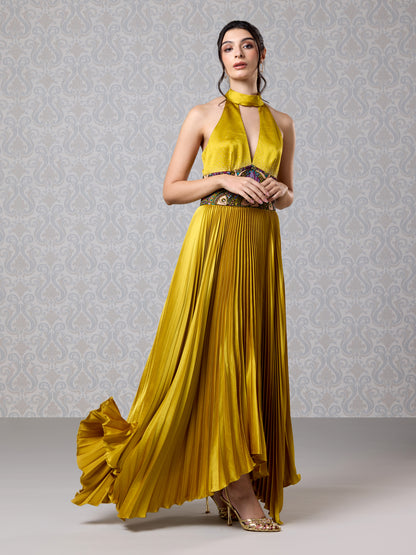 Long Dress - Harvest Gold Silk Satin