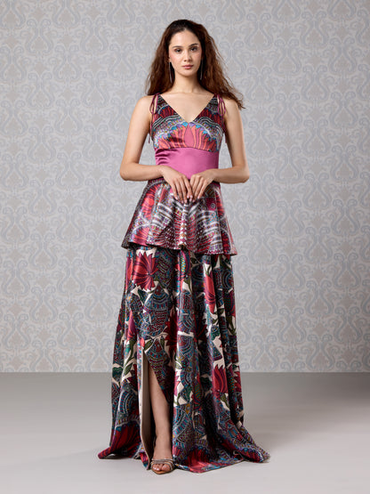 Long Dress - Cranberry Silk Satin