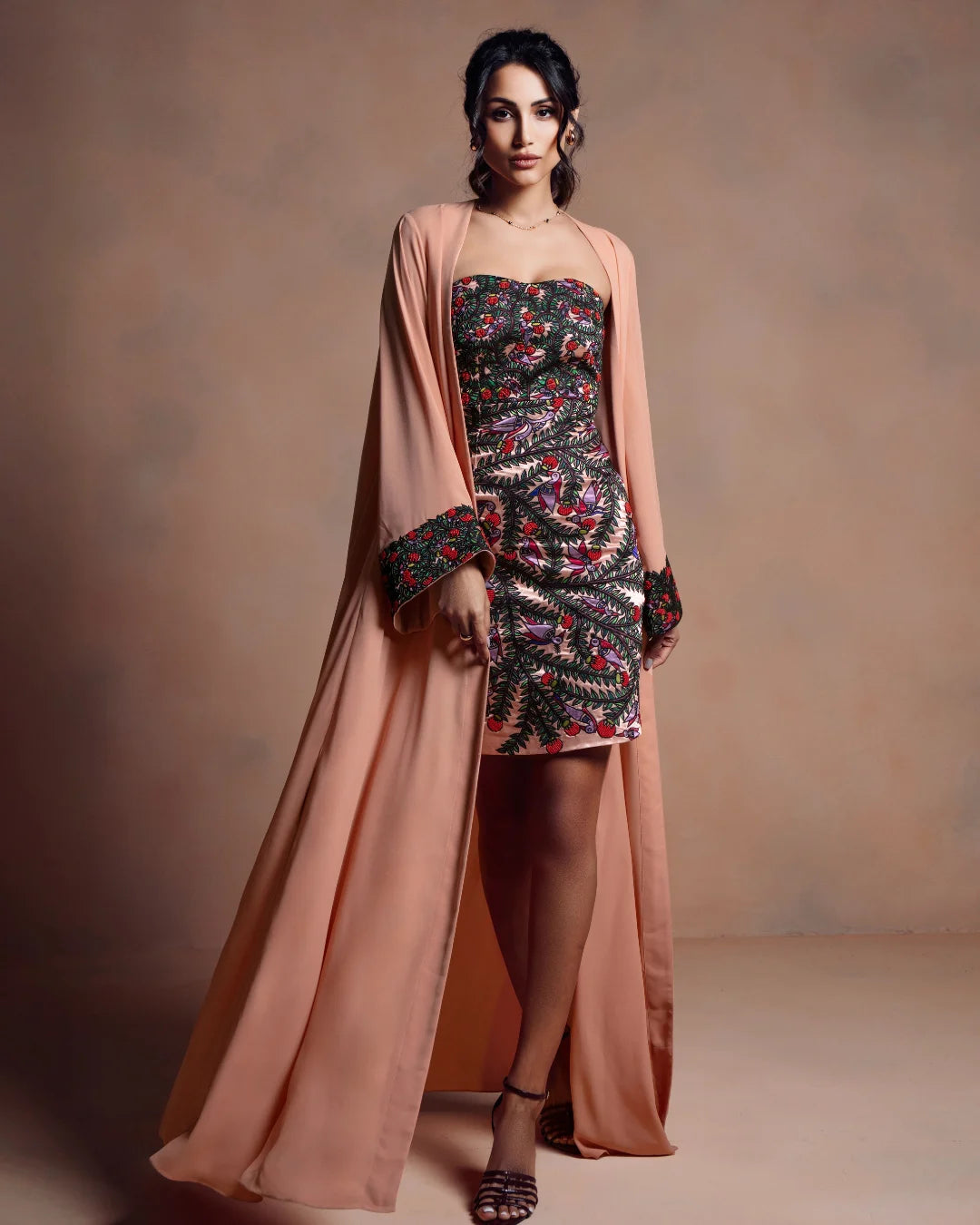 Dress with Cape - Peach