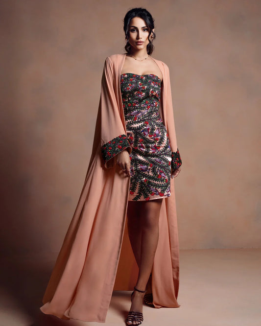 Dress with Cape - Peach