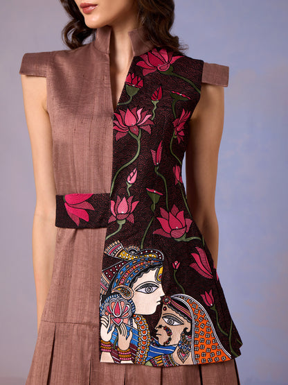 Short Dress - Urban Latte Raw Silk