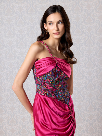 Dress - Merlot Silk Satin