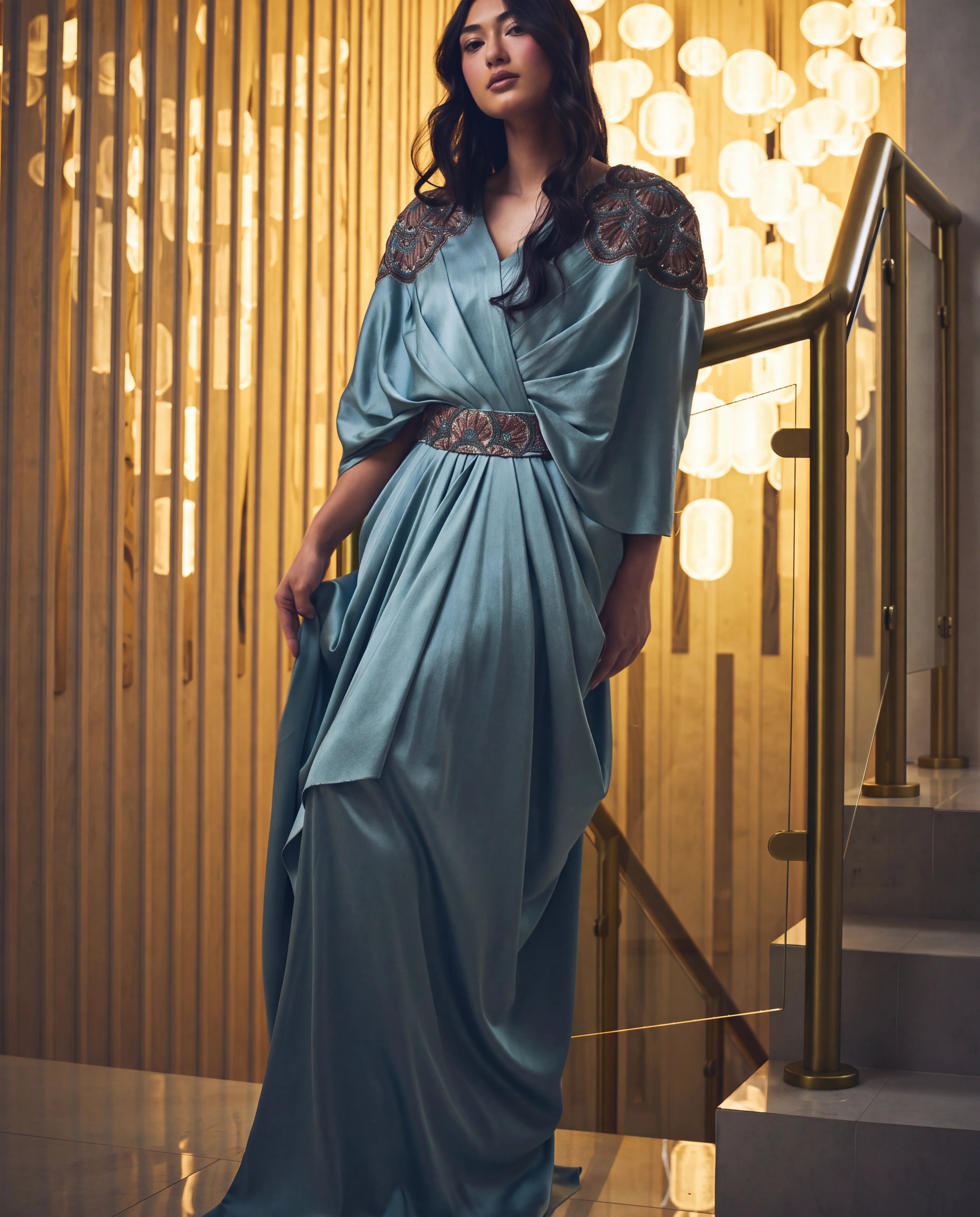Evening Gown - Aqua Wash