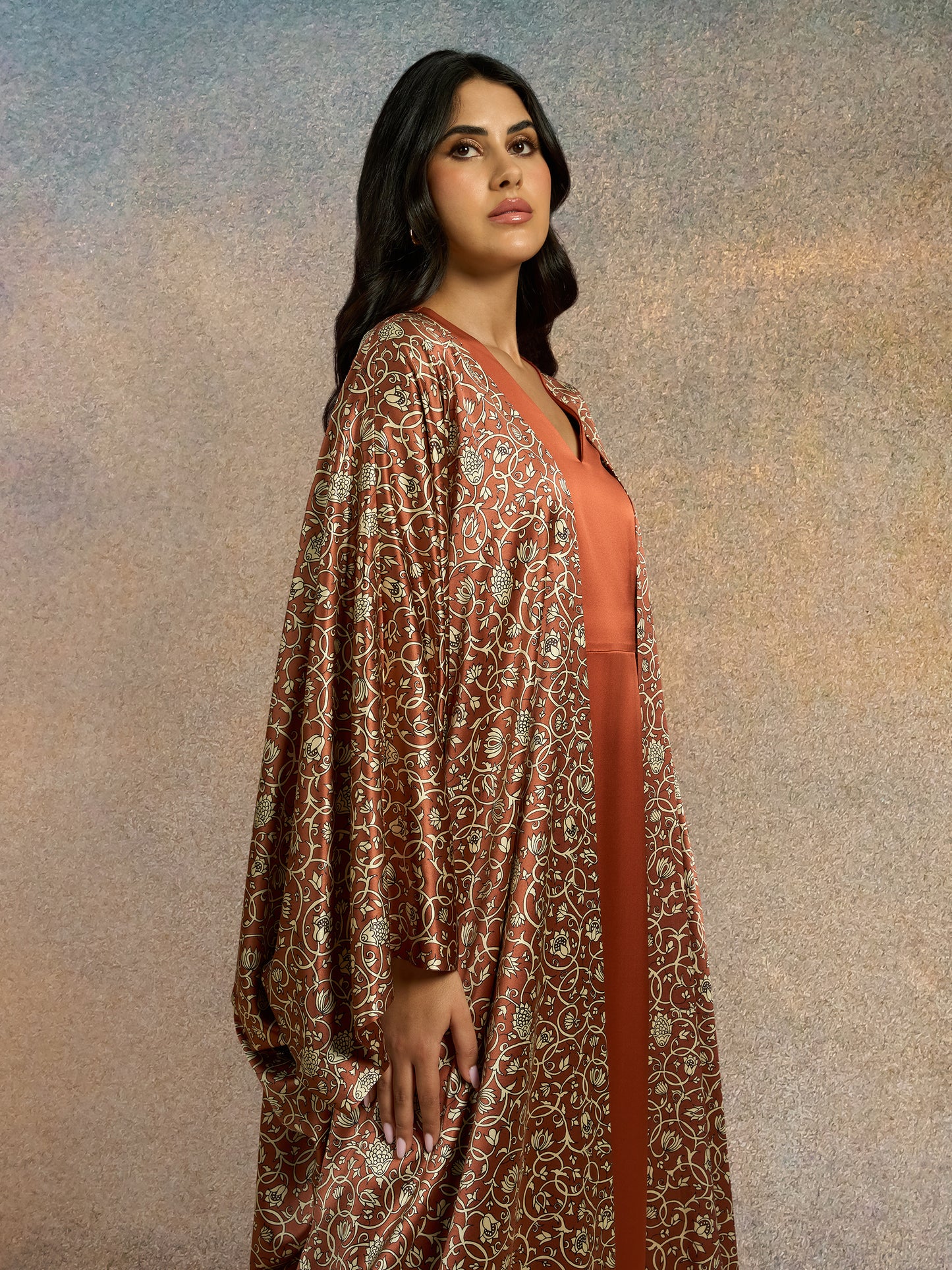 Abaya with Dress - Terracotta Luxe