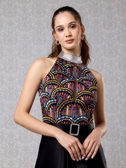 Long Dress - Black Ice Silk Satin