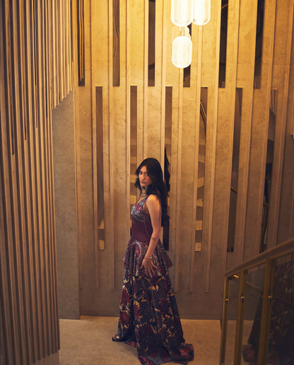 Long Dress - Cranberry Silk Satin