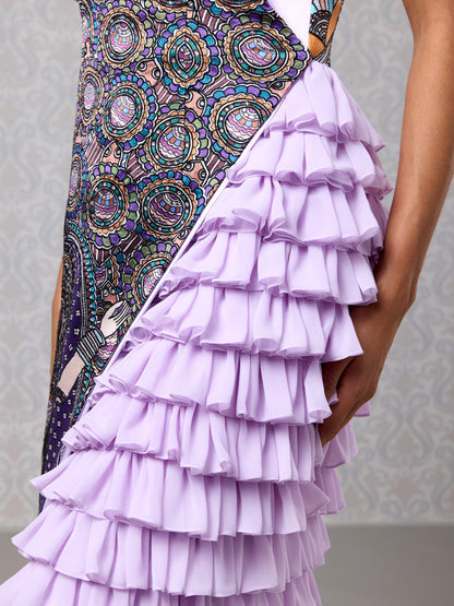 Short Dress - Amethyst Haze Silk Satin & Georgette