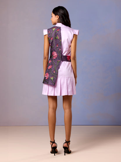 Short Dress - French Lilac Raw Silk