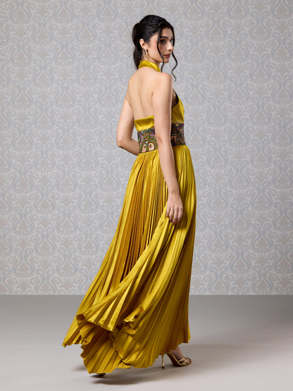 Long Dress - Harvest Gold Silk Satin