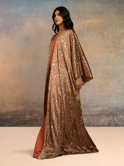 Abaya with Dress - Terracotta Luxe