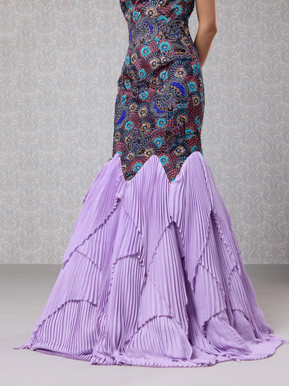 Long Dress - Amethyst Haze Silk Satin & Crepe