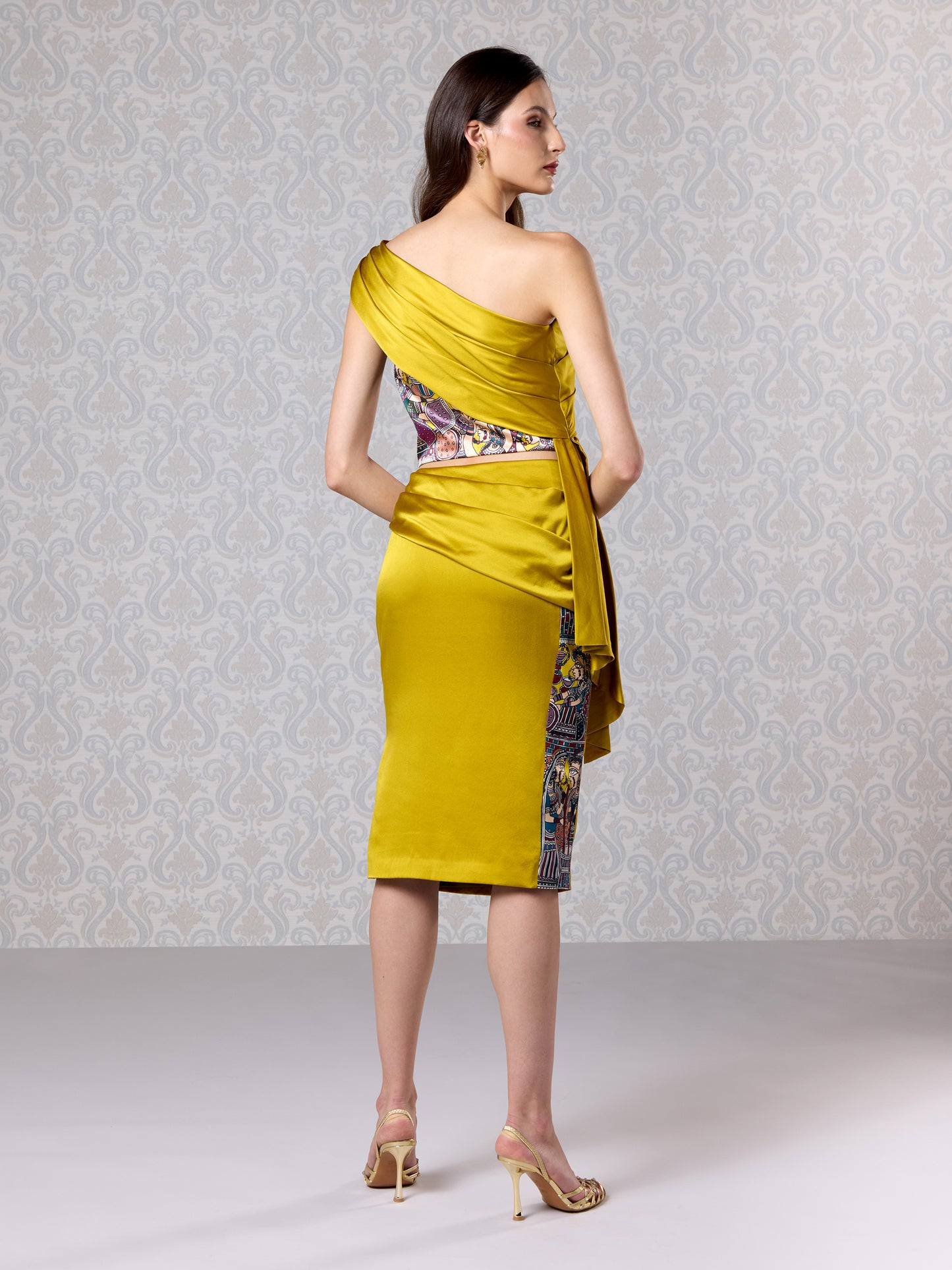 Harvest Gold Silk Satin Top & Skirt Set