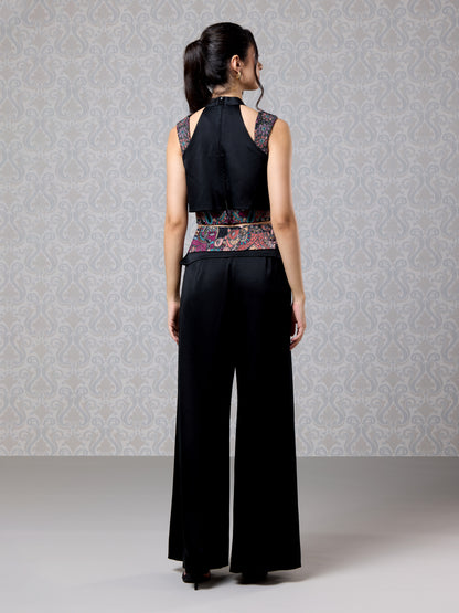 Top & Trouser - Black Ice Silk Satin