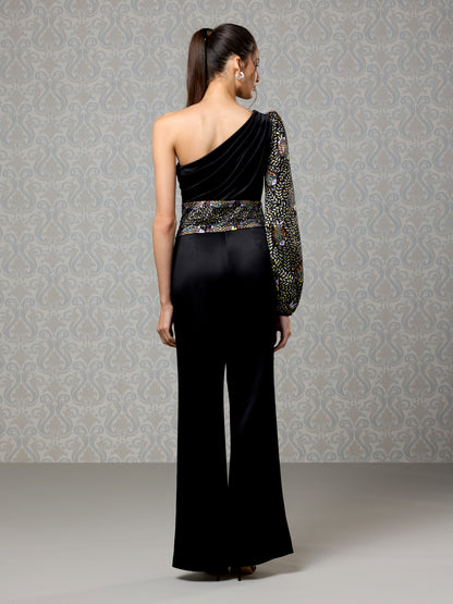 Jumpsuit - Black Ice Silk Satin
