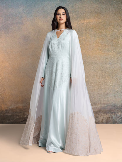 Kaftan with Cape - Champagne & Sea Glass