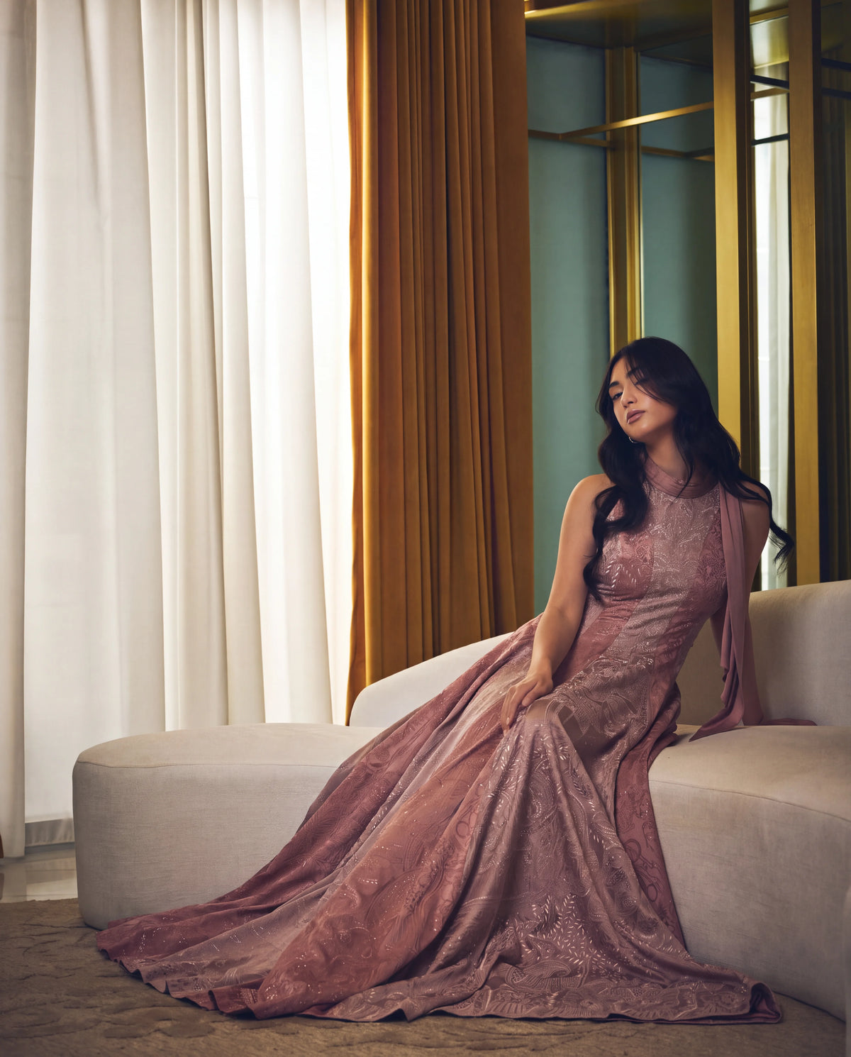 Evening Gown - French Rose & Plum Rose