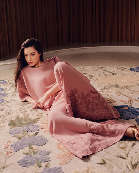 Top & Wide-Leg Pants - French Rose