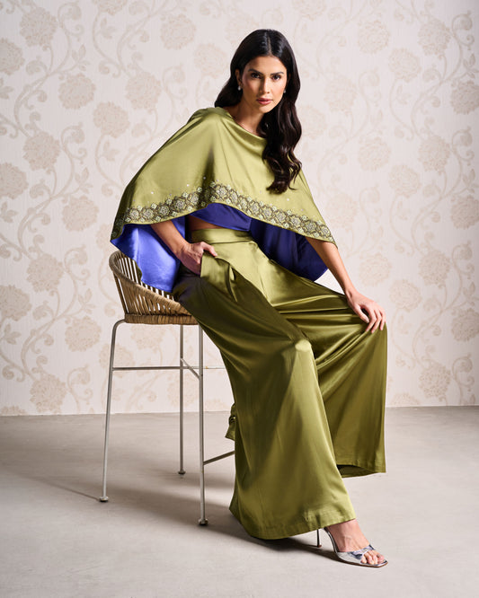 Top & Trouser Set - Honey Olive & Velvet Indigo