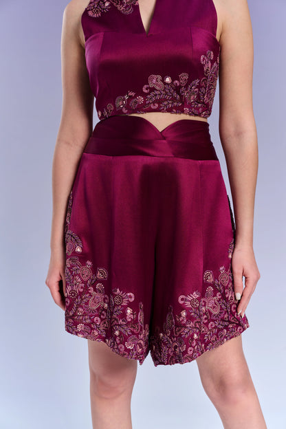 Top & Shorts - Vintage Wine