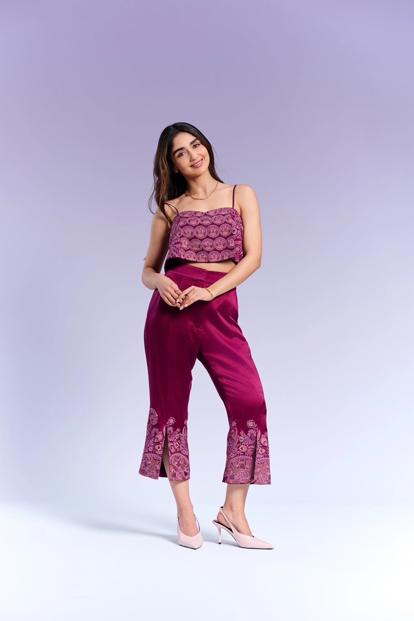 Top & Capri-pants - Vintage Wine