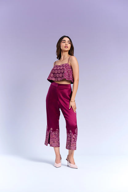 Top & Capri-pants - Vintage Wine