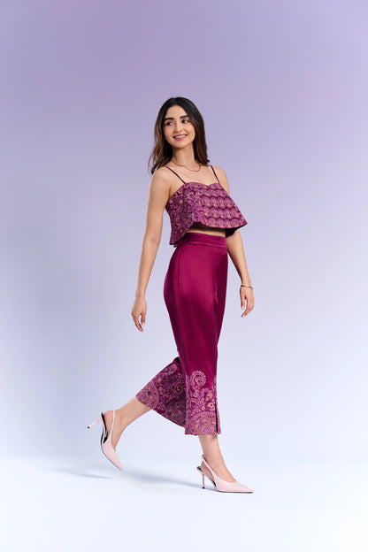 Top & Capri-pants - Vintage Wine