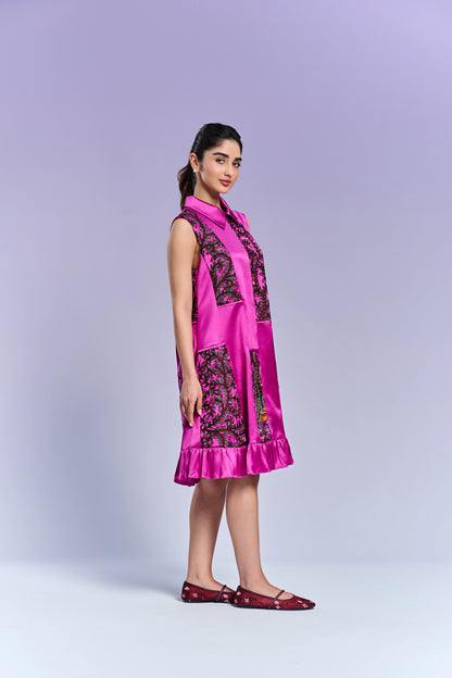 Collar Short Dress - Persian Rose