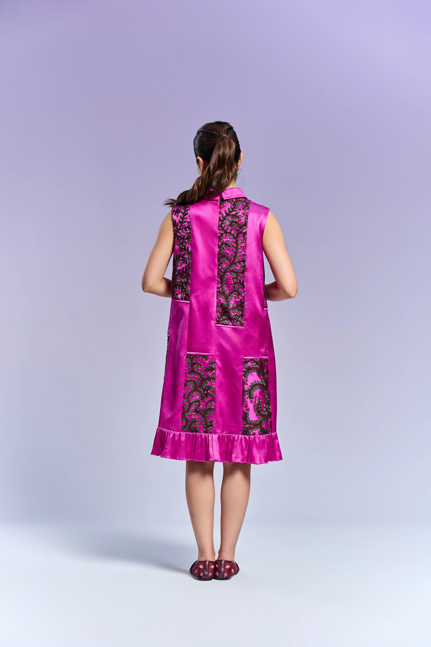 Collar Short Dress - Persian Rose