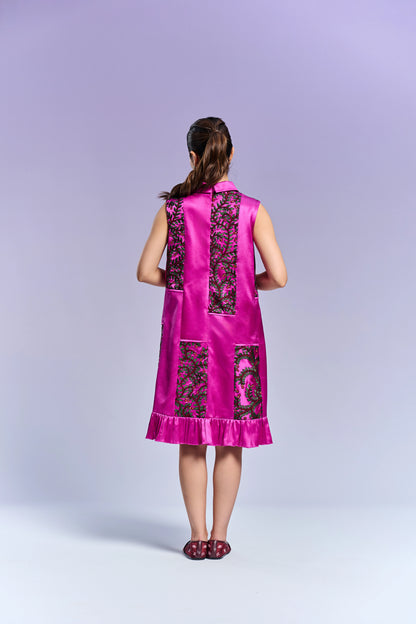 Collar Short Dress - Persian Rose