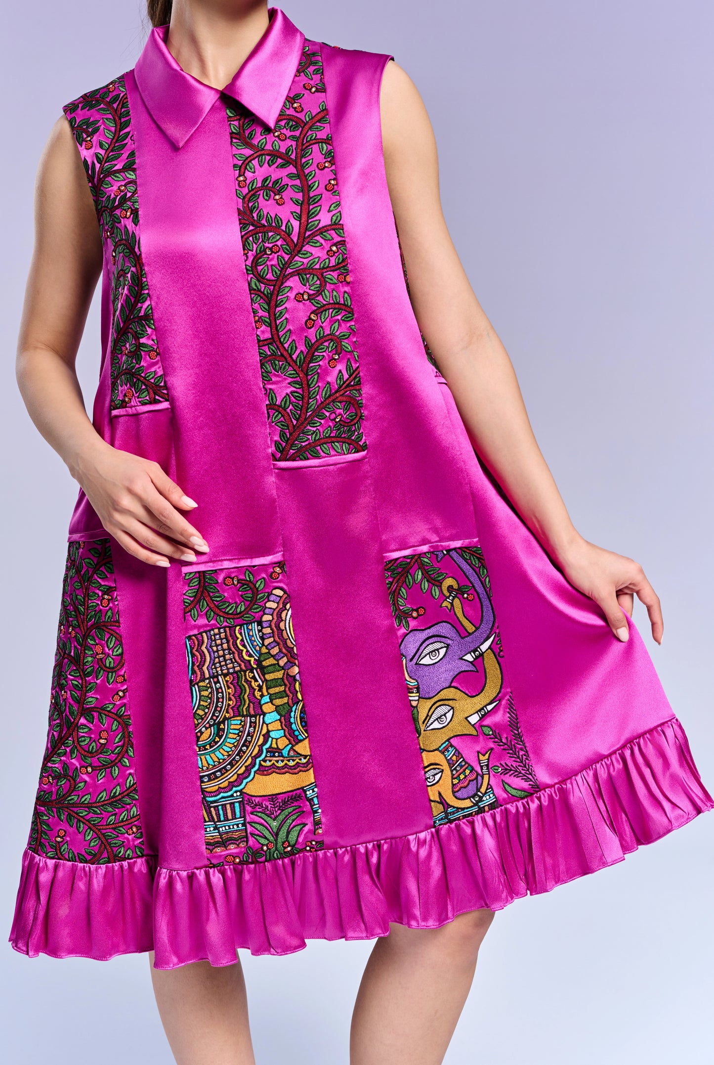 Collar Short Dress - Persian Rose