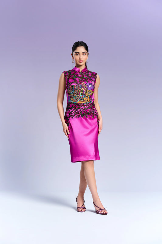 Fitted Short Dress - Persian Rose