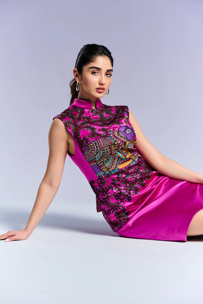 Fitted Short Dress - Persian Rose