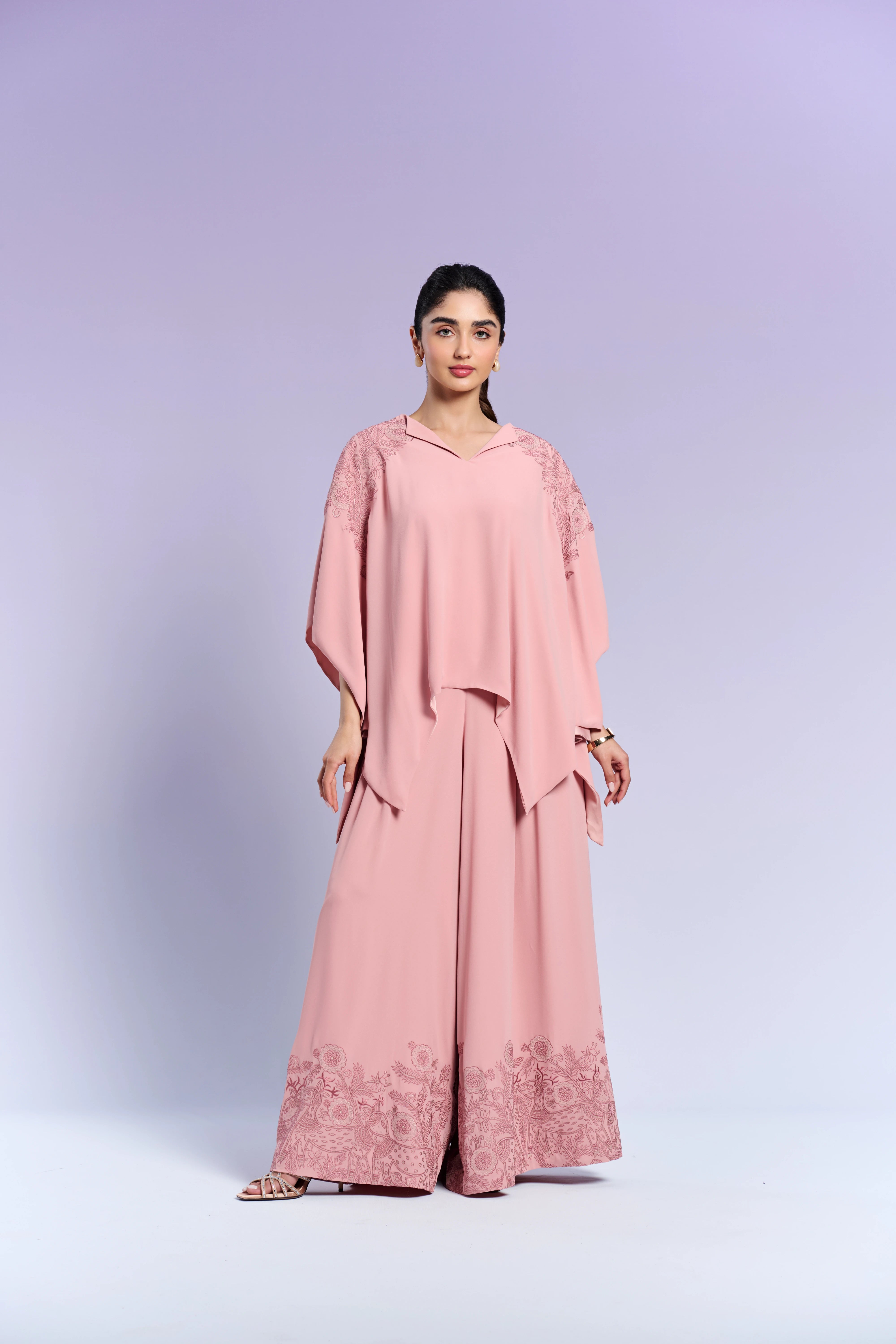 Top & Wide-Leg Pants - French Rose