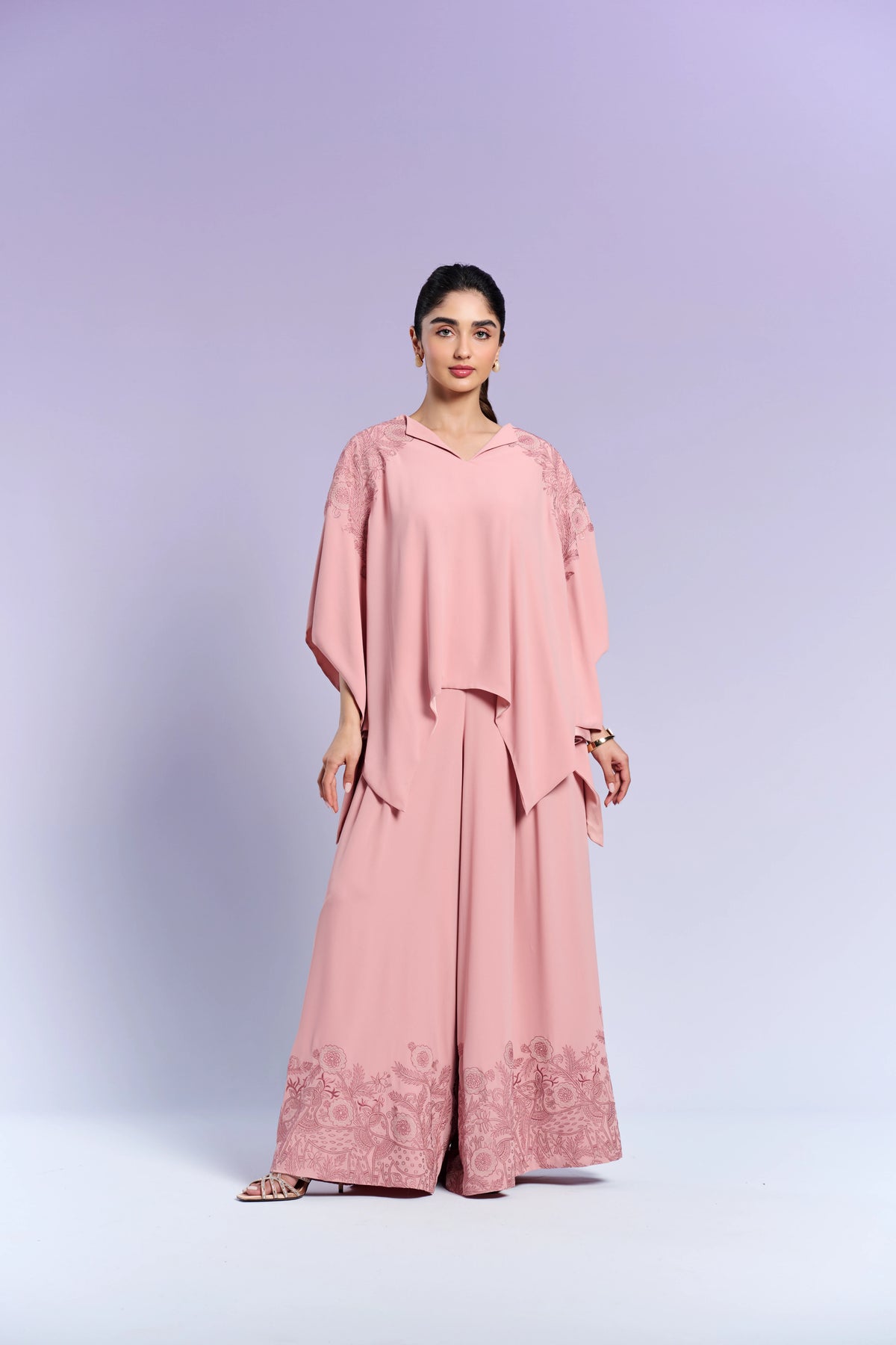 Top & Wide-Leg Pants - French Rose