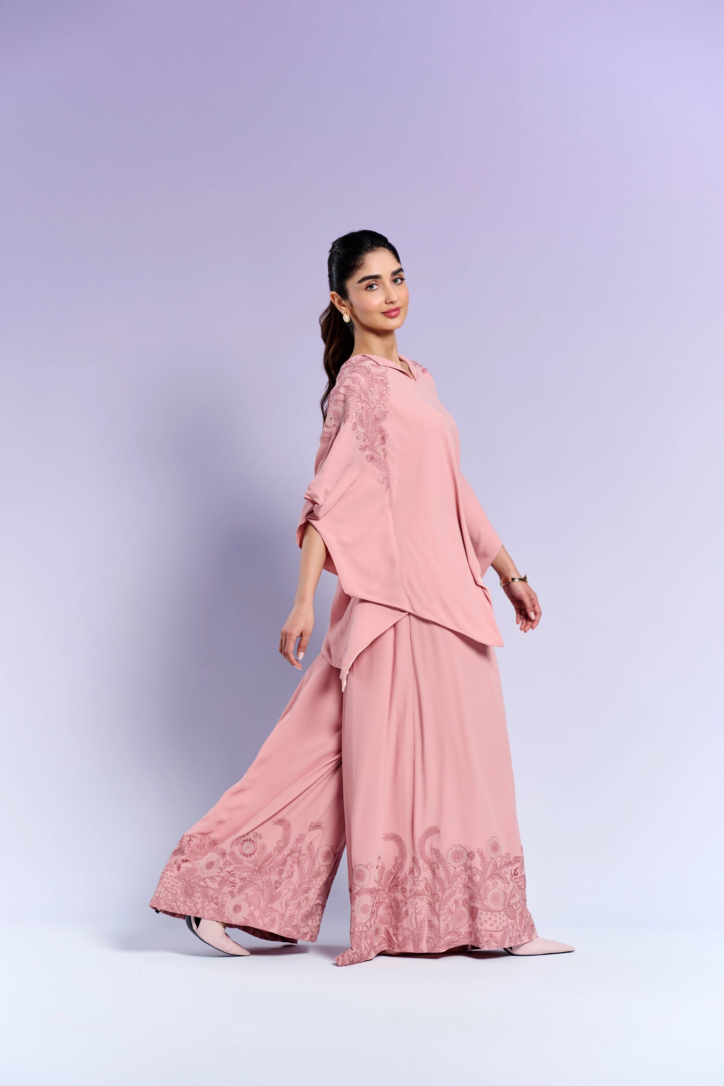 Top & Wide-Leg Pants - French Rose